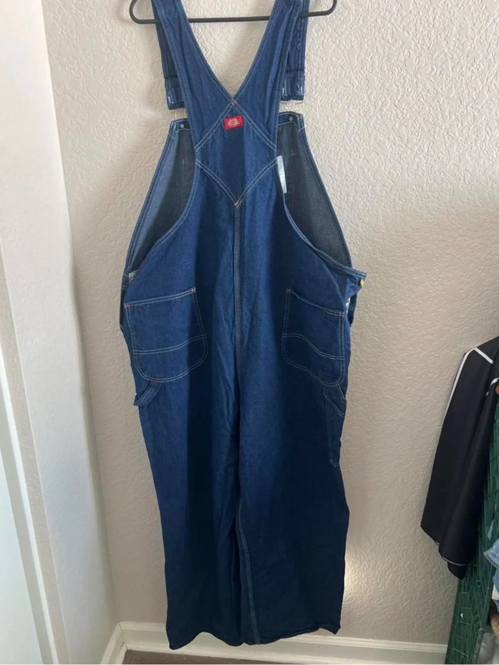 Dickies Men's Navy Blue Relaxed Denim Overalls